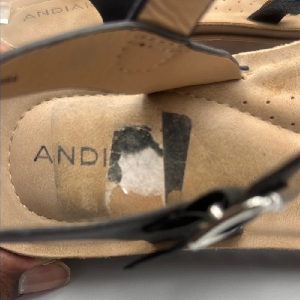 Black and Brown‎ Sandals with Adjustable Straps and Cork Footbed
